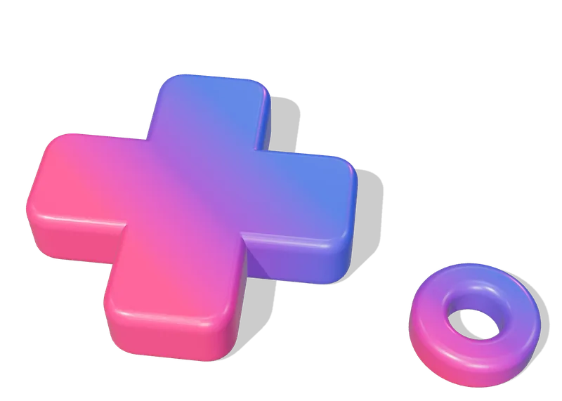 The SplashBros d-pad and A button, rendered as glossy blue-to-pink plastic